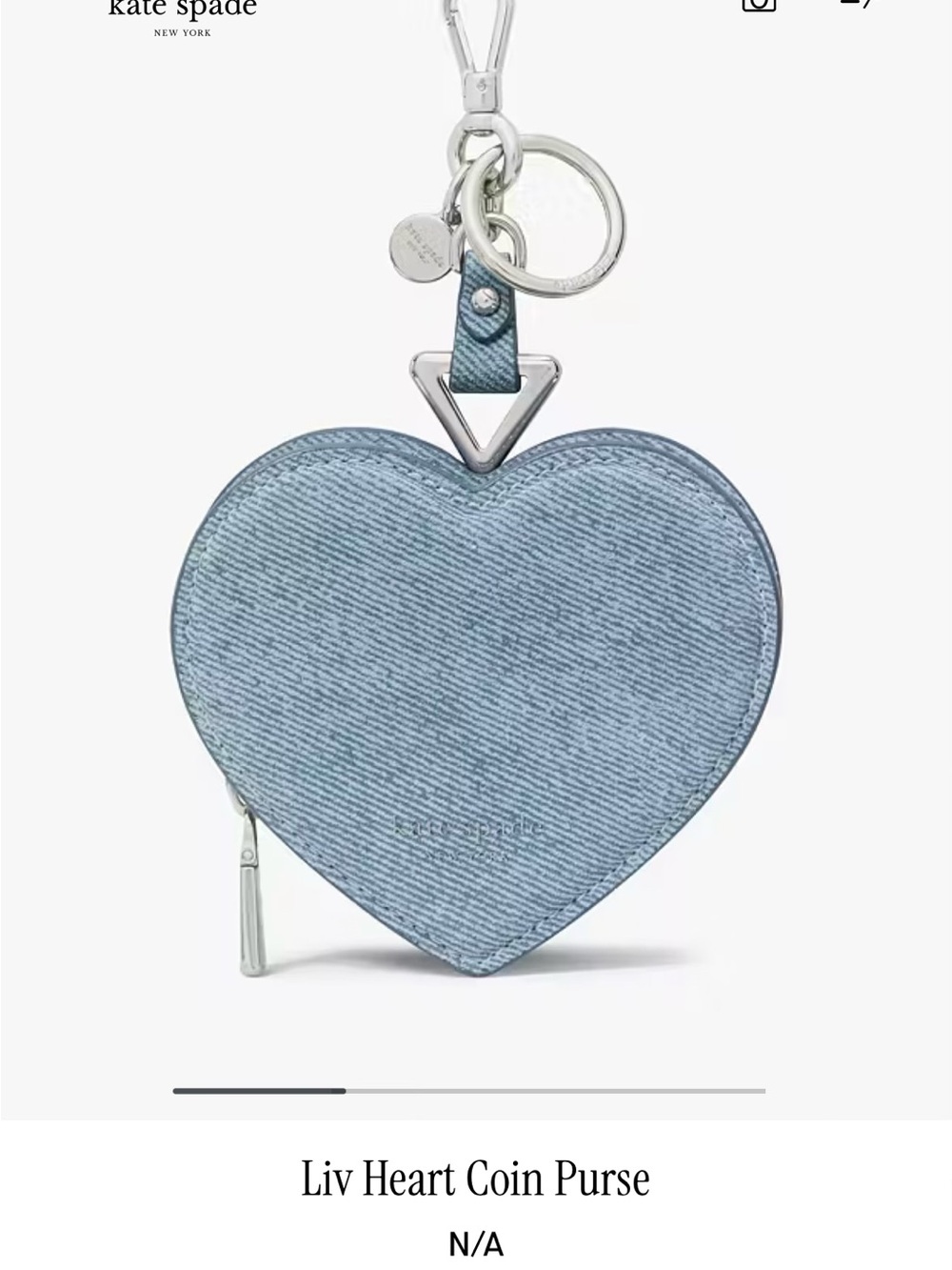 NWOT kate spade Liv Heart Coin Purse Keyring